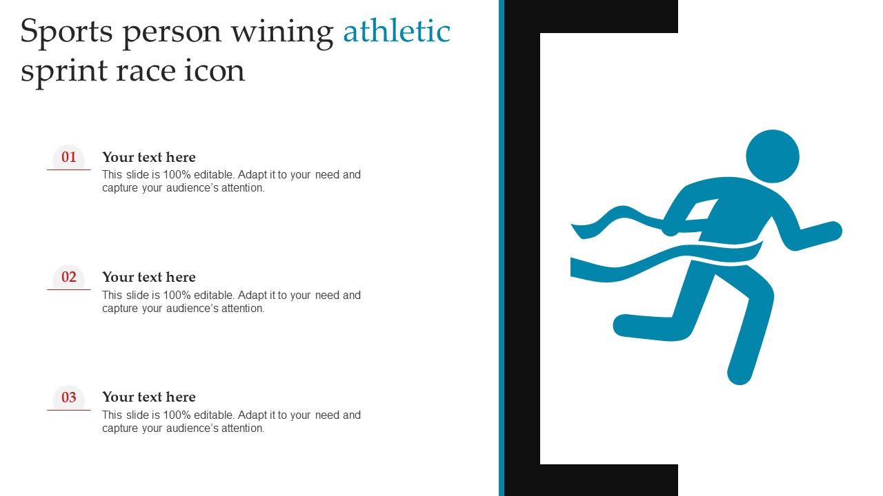Sports Person Wining Athletic Sprint Race Icon Slide01