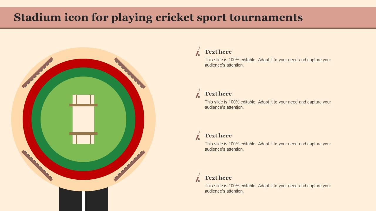 Stadium Icon For Playing Cricket Sport Tournaments Slide01