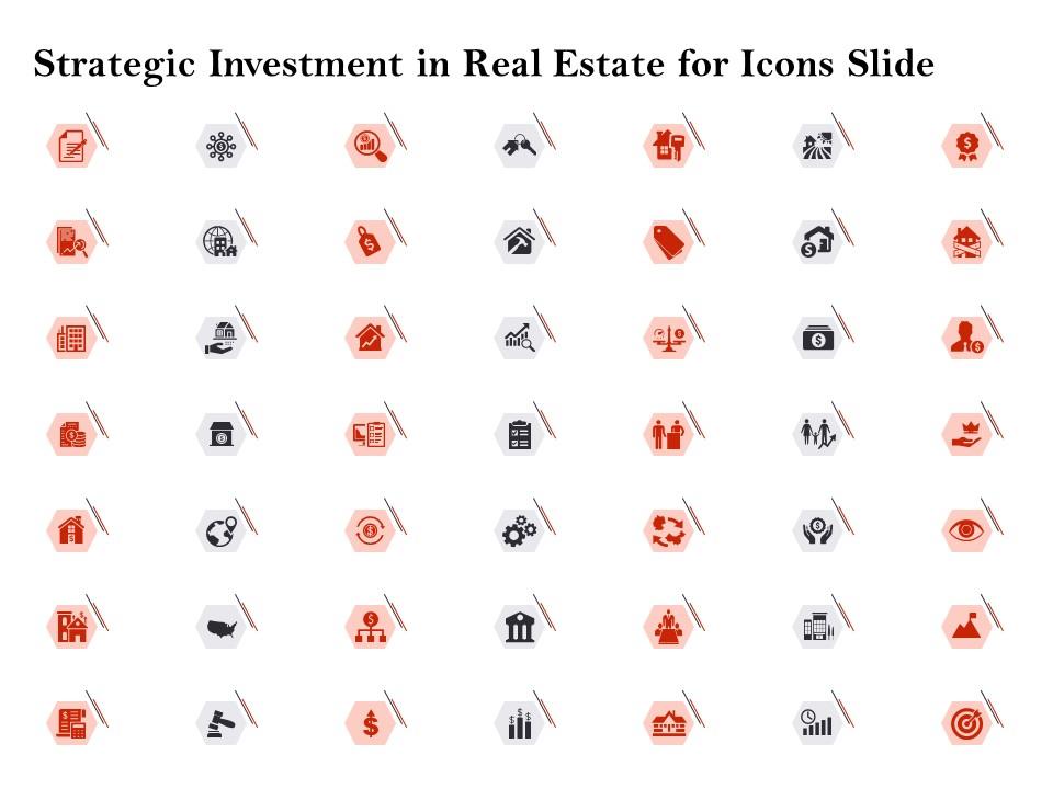 Strategic investment in real estate for icons slide ppt powerpoint presentation examples Slide01