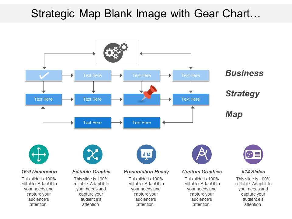 Strategic map blank image with gear chart and arrow icons Slide01