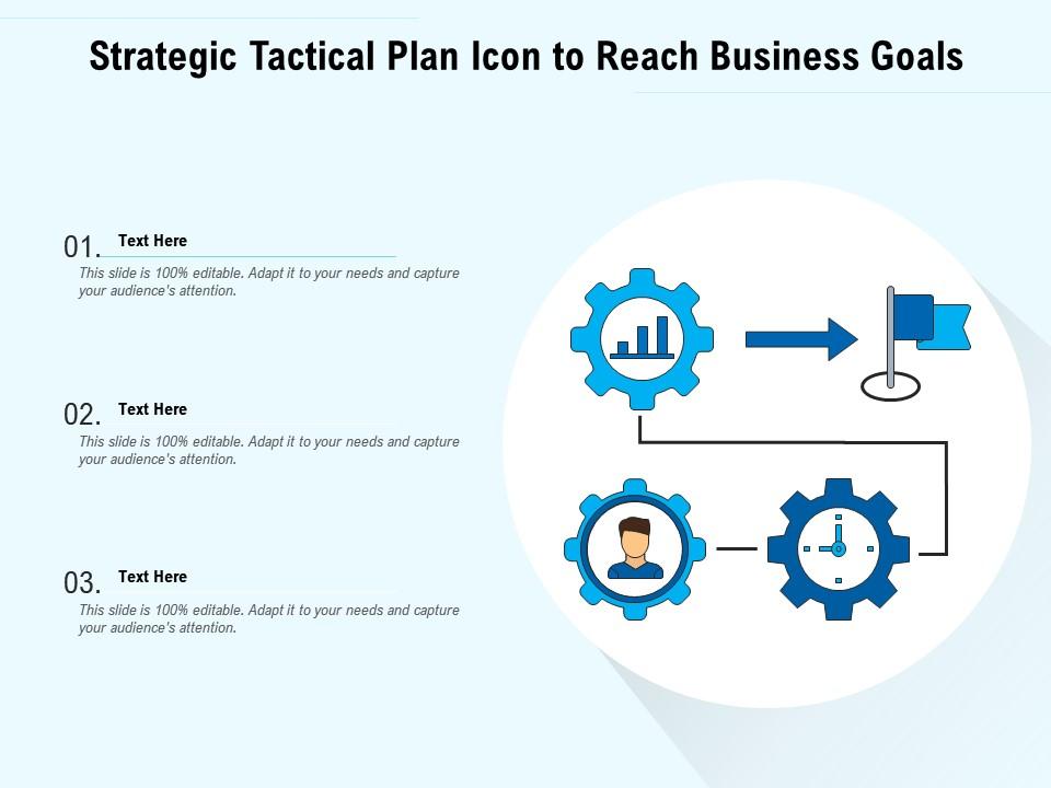 Strategic tactical plan icon to reach business goals Slide01