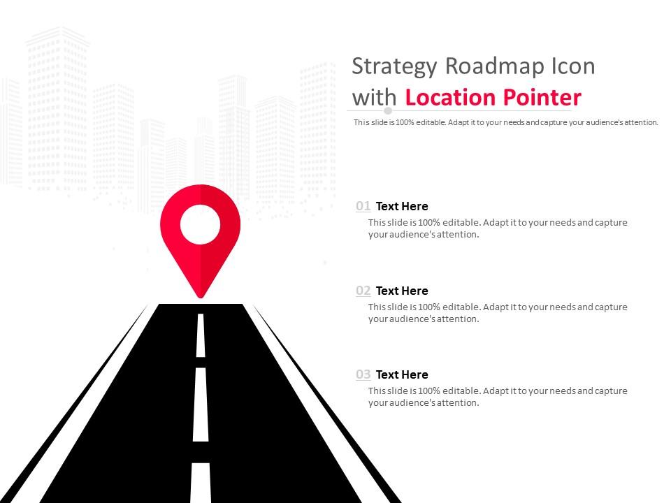 Strategy roadmap icon with location pointer Slide01