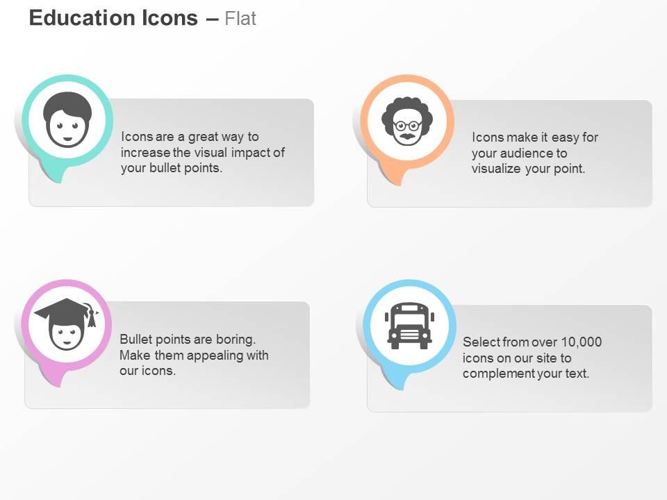 Student teacher graduate school bus ppt icons graphics Slide01