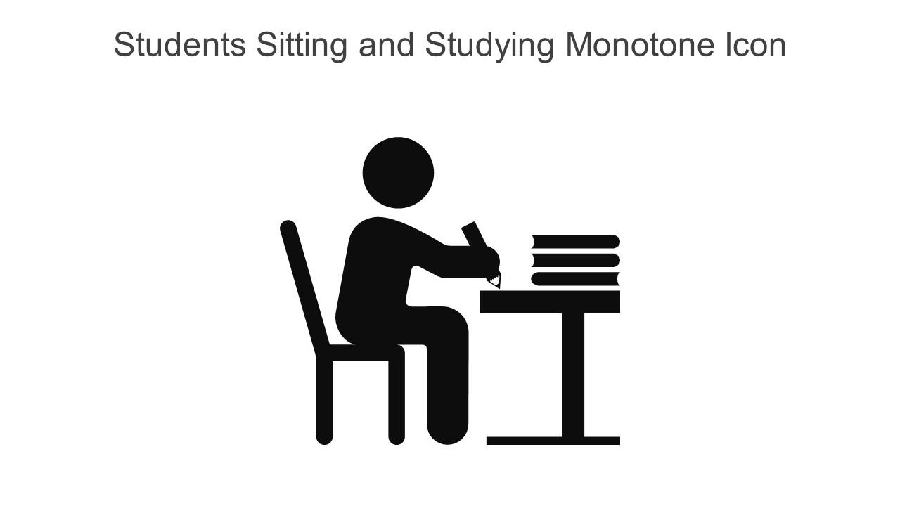 Students Sitting And Studying Monotone Icon In Powerpoint Pptx Png And Editable Eps Format Slide01