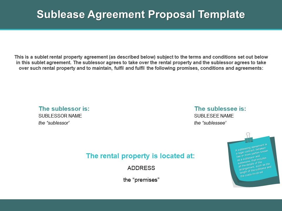 Sublease agreement proposal template ppt powerpoint presentation icon information Slide01