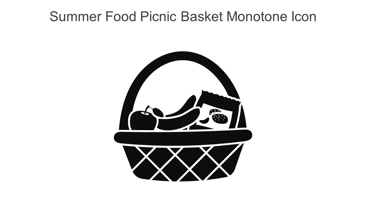 Summer Food Picnic Basket Monotone Icon In Powerpoint Pptx Png And Editable Eps Format