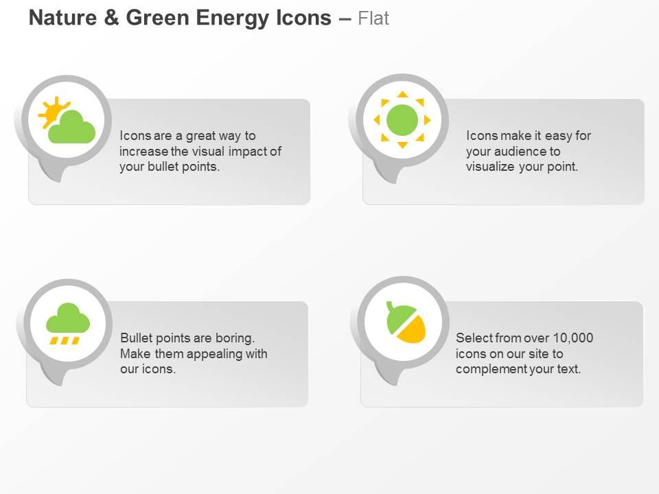 Sun cloud rain green energy conservation ppt icons graphics Slide01