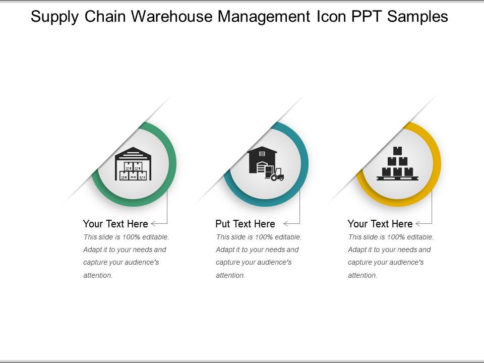 Supply chain warehouse management icon ppt samples Slide01