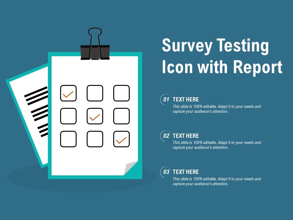 Survey testing icon with report Slide01