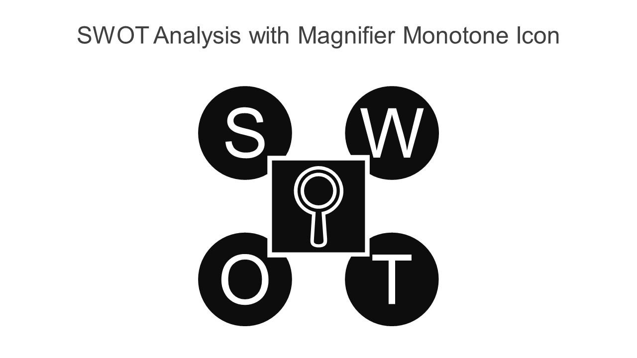 SWOT Analysis With Magnifier Monotone Icon In Powerpoint Pptx Png And Editable Eps Format Slide01