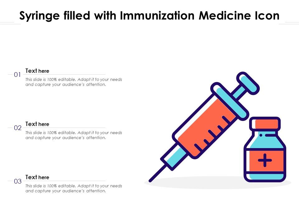 Syringe filled with immunization medicine icon Slide01