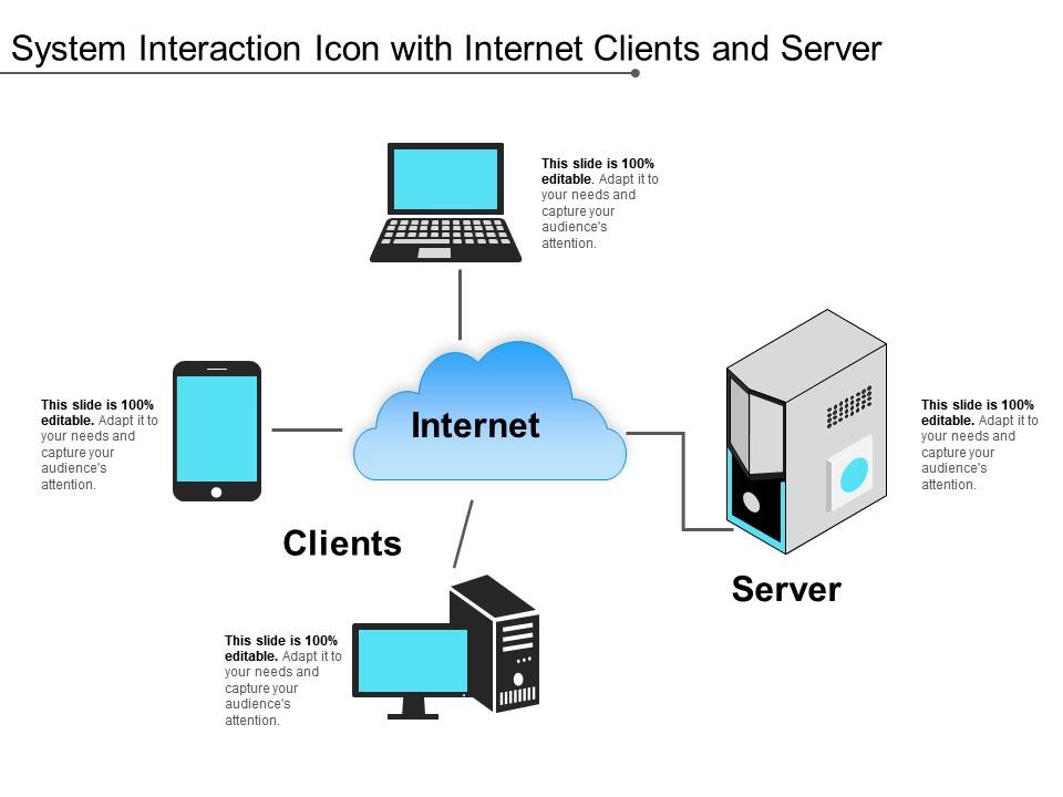 System interaction icon with internet clients and server Slide01