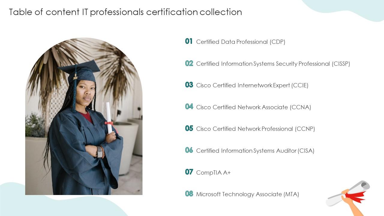Table Of Content IT Professionals Certification Collection Ppt Slides Icons Slide01