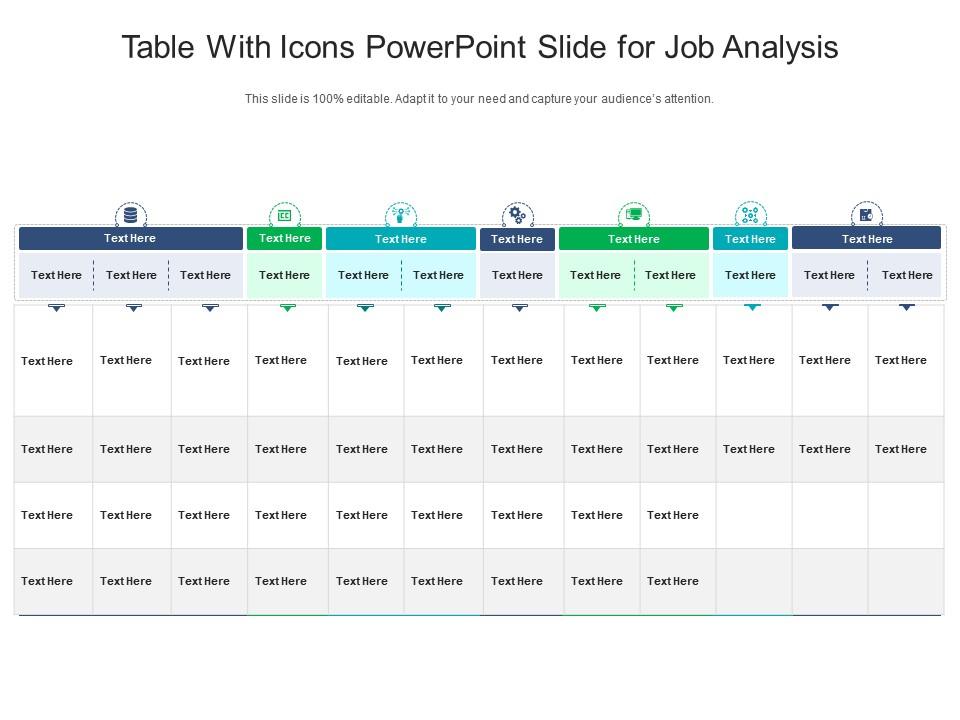 Table with icons powerpoint slide for job analysis infographic template Slide01