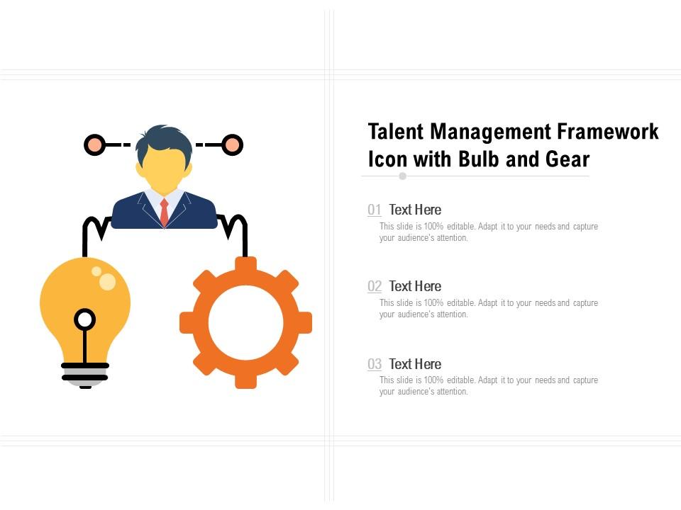 Talent management framework icon with bulb and gear Slide01