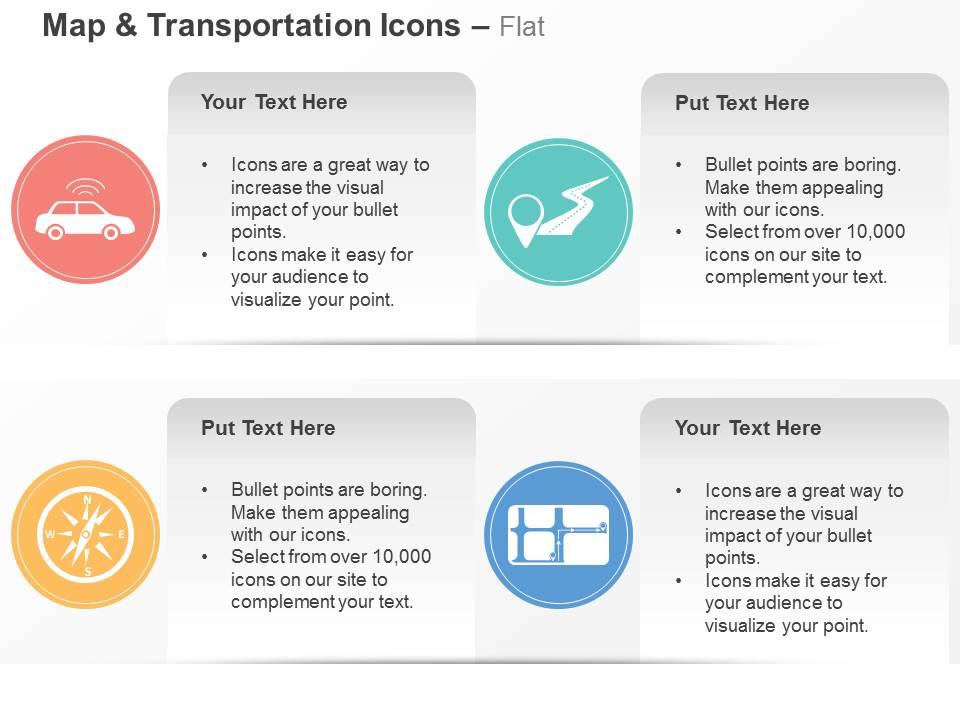 Taxi service location indication compass path ppt icons graphics Slide01