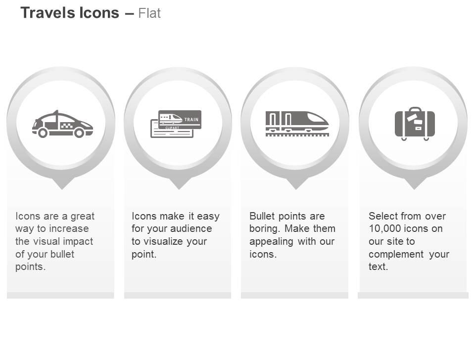 Taxi travel train holiday package ppt icons graphics Slide01
