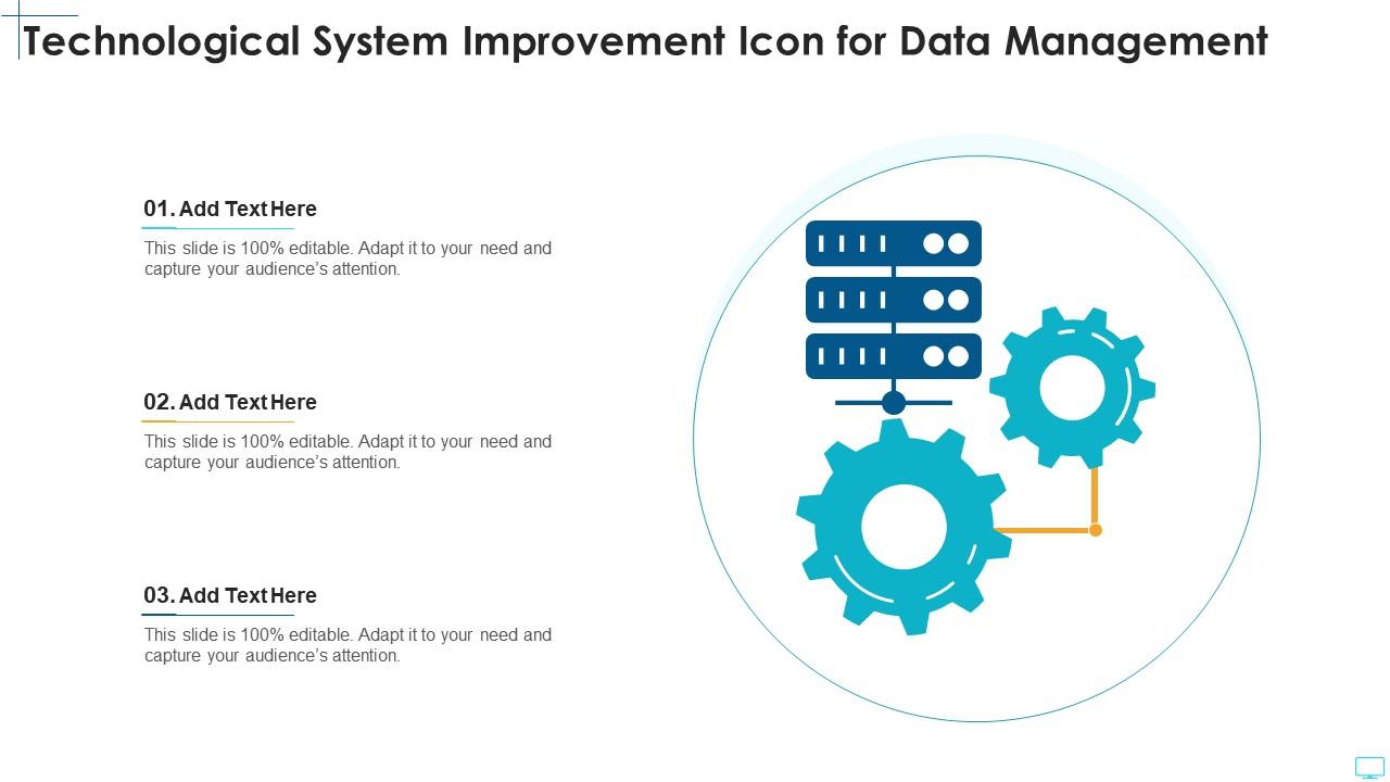 Technological system improvement icon for data management Slide01