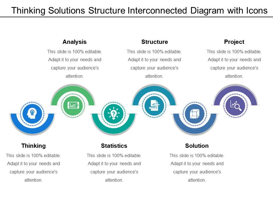 Thinking solutions structure interconnected diagram with icons Slide01