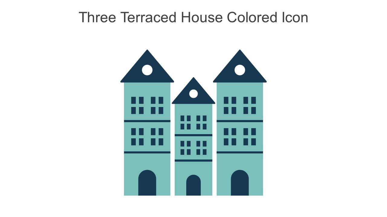 Three Terraced House Colored Icon In Powerpoint Pptx Png And Editable Eps Format
