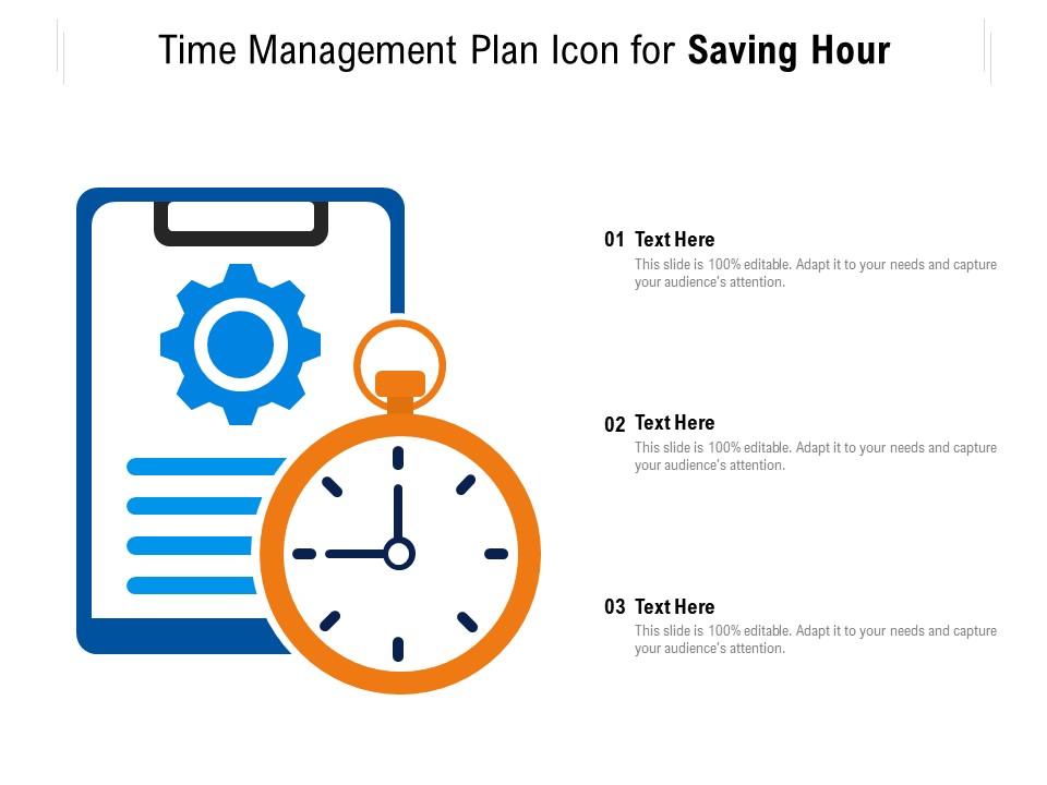 Time management plan icon for saving hour Slide01