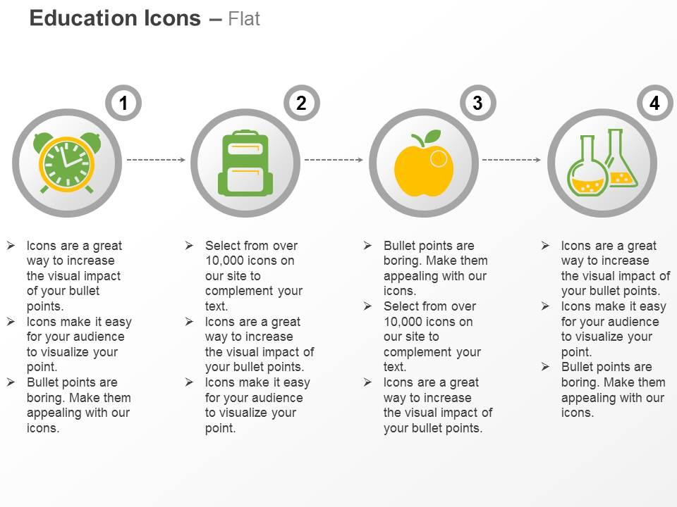 Time management school bag apple chemistry ppt icons graphics Slide01