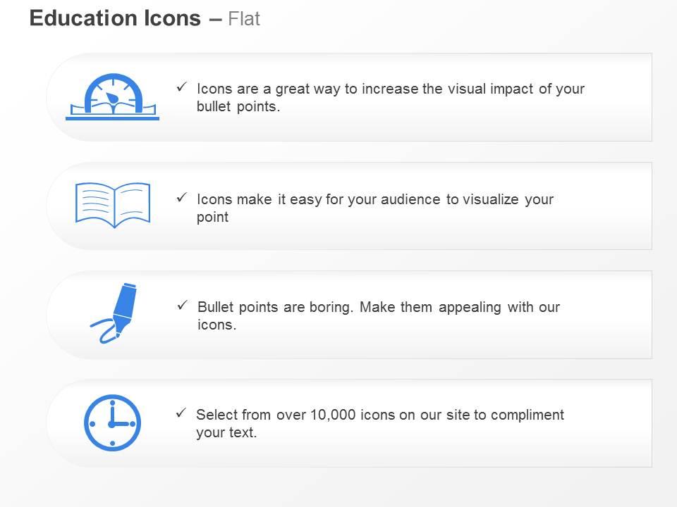 Time to study open notebook drawing clock ppt icons graphics Slide01