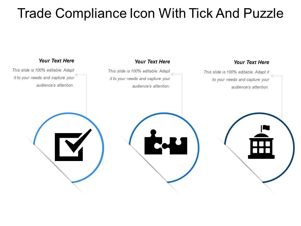 Trade compliance icon with tick and puzzle Slide01