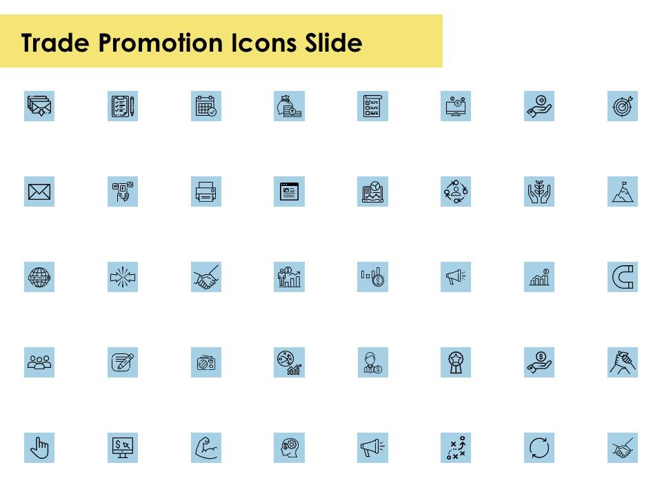 Trade promotion icons slide server ppt powerpoint presentation icon professional Slide01