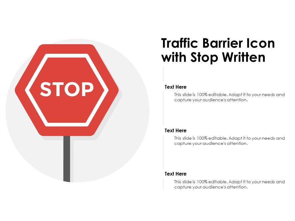 Traffic barrier icon with stop written Slide01