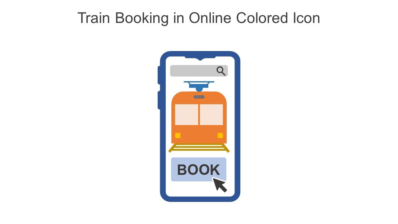 Train Booking In Online Colored Icon In Powerpoint Pptx Png And Editable Eps Format