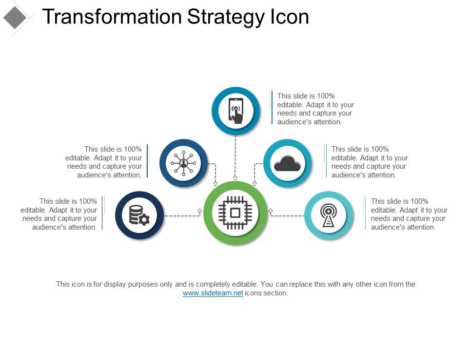 Transformation strategy icon ppt slide examples Slide01