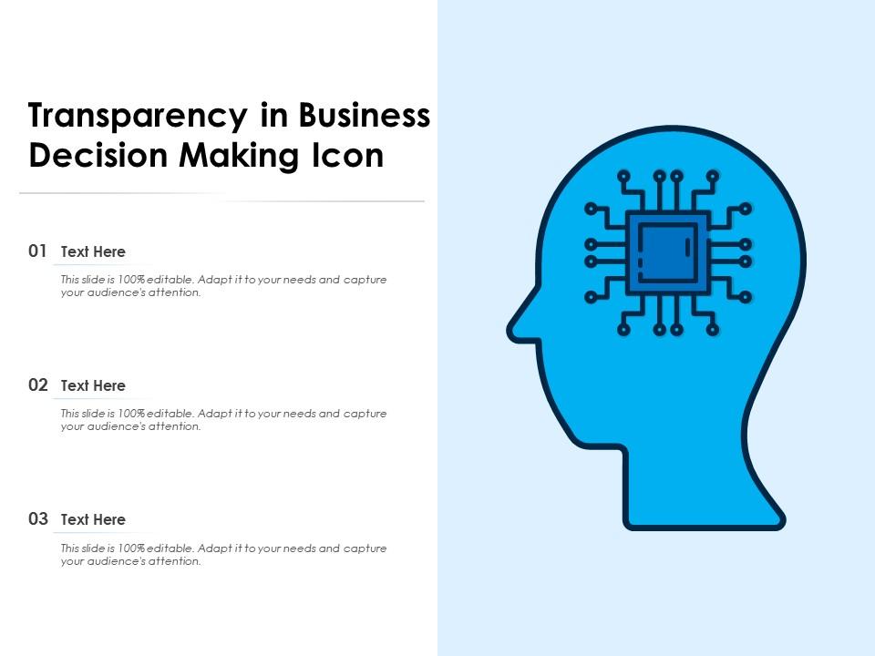 Transparency in business decision making icon Slide01