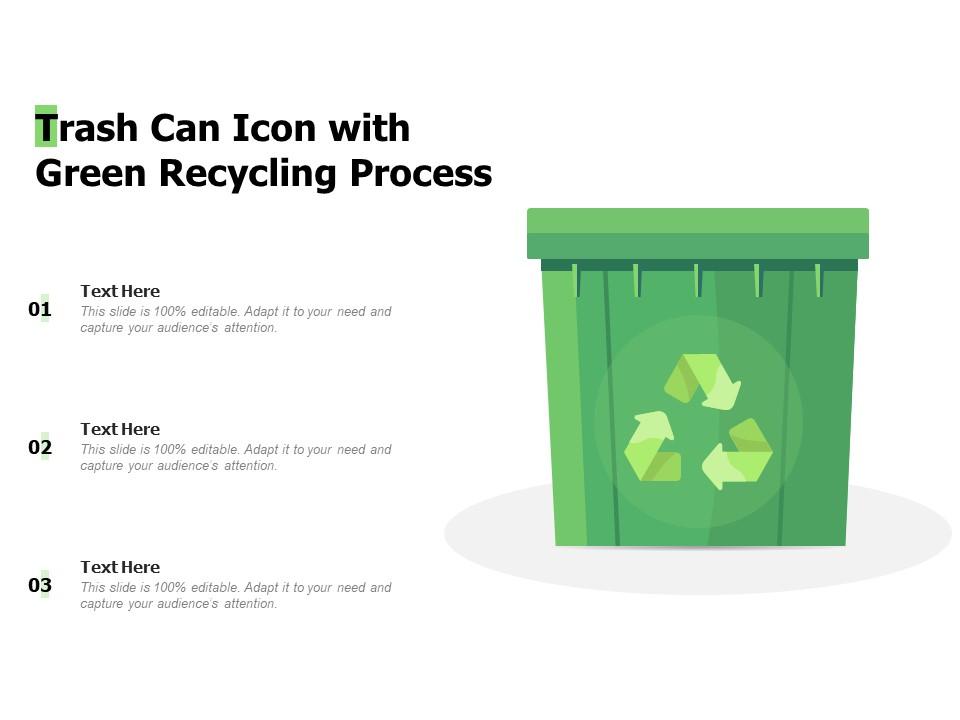 Trash can icon with green recycling process Slide01