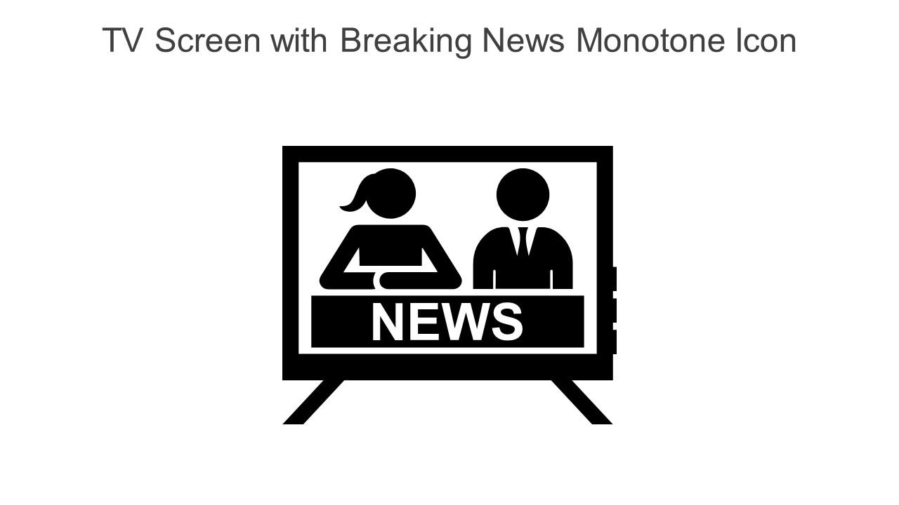 TV Screen With Breaking News Monotone Icon In Powerpoint Pptx Png And Editable Eps Format