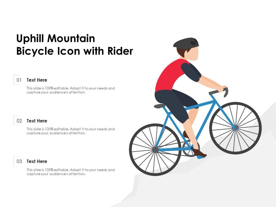 Uphill mountain bicycle icon with rider Slide01