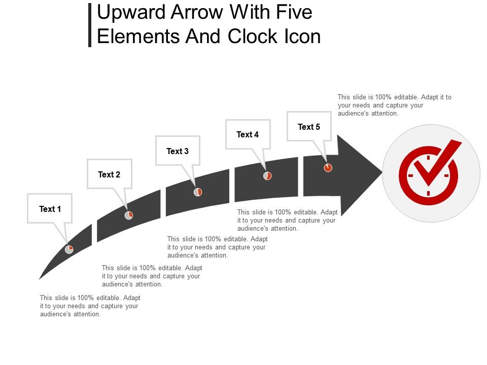 Upward arrow with five elements and clock icon Slide01