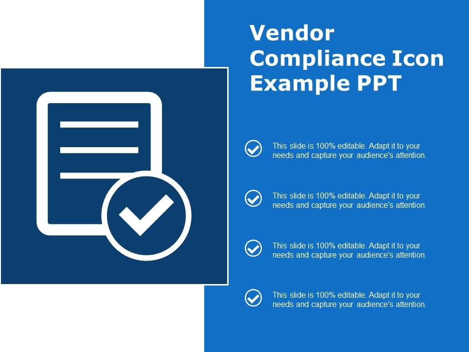 Vendor compliance icon example ppt Slide01