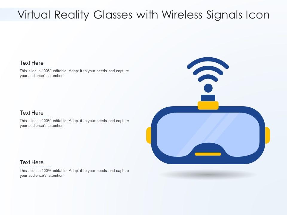 Virtual reality glasses with wireless signals icon Slide01