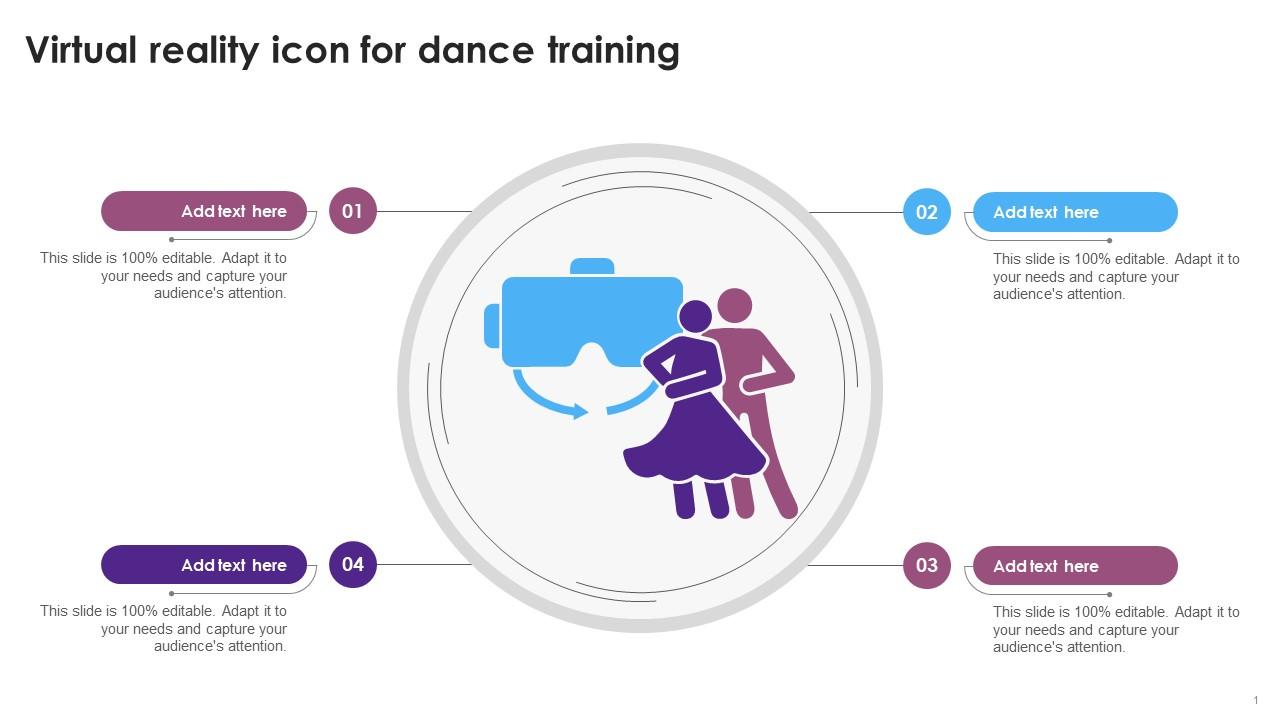 Virtual Reality Icon For Dance Training Ppt Presentation