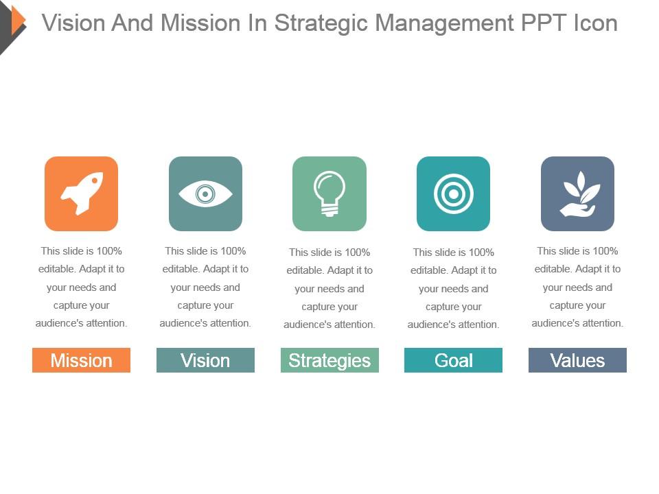 Vision and mission in strategic management ppt icon Slide01