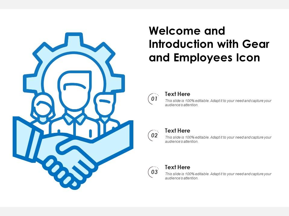 Welcome and introduction with gear and employees icon Slide01