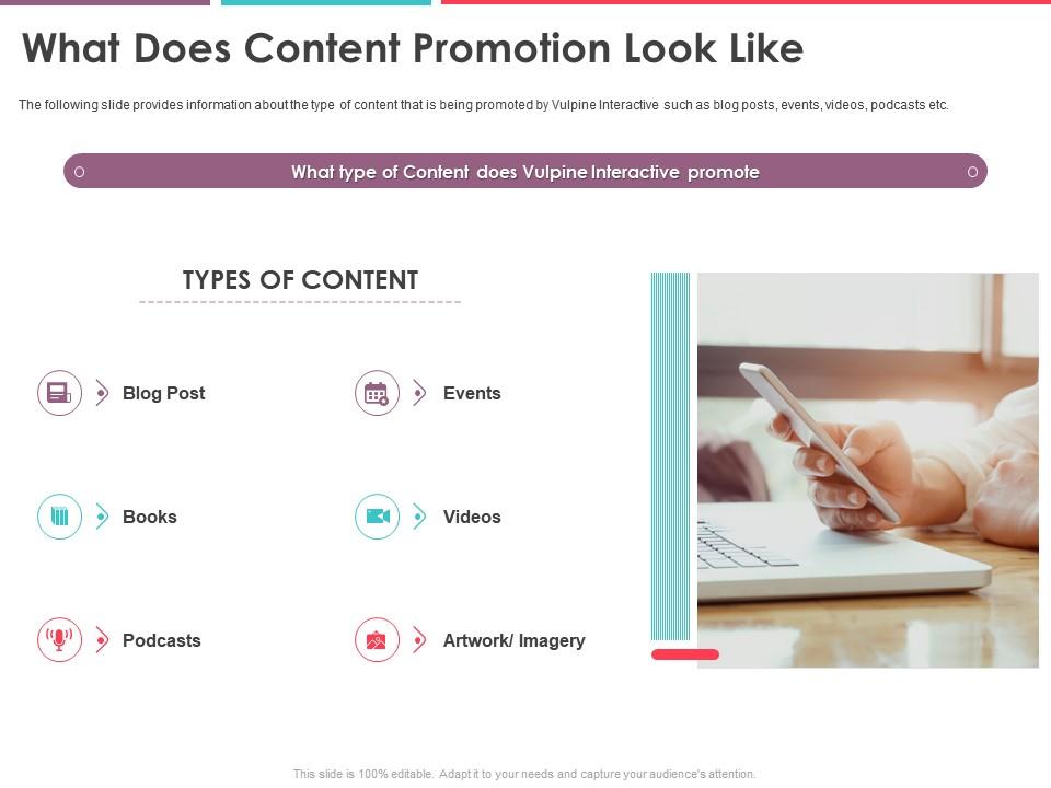 What does content promotion look like vulpine interactive funding elevator ppt icon Slide01
