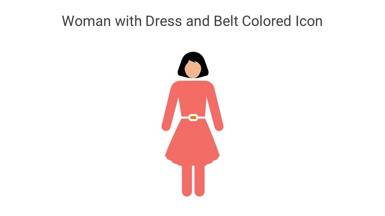 Woman With Dress And Belt Colored Icon In Powerpoint Pptx Png And Editable Eps Format Slide01