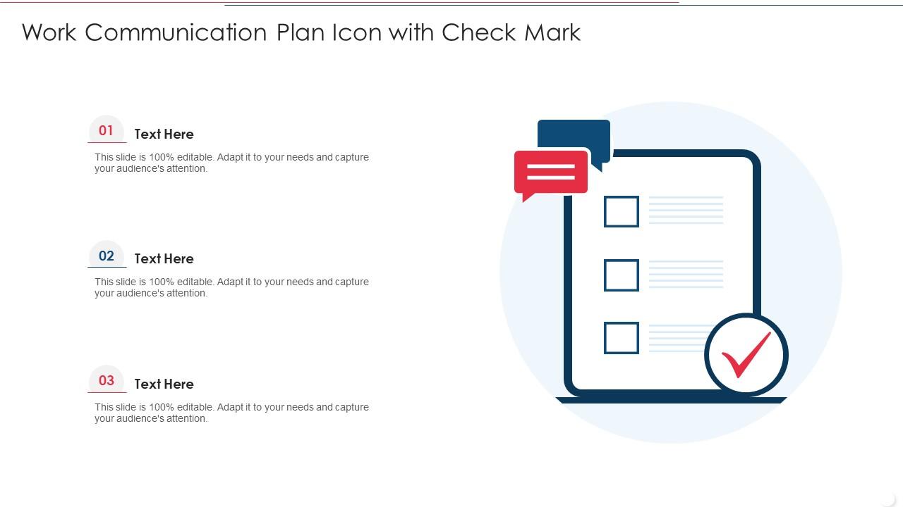 Work Communication Plan Icon With Check Mark Slide01