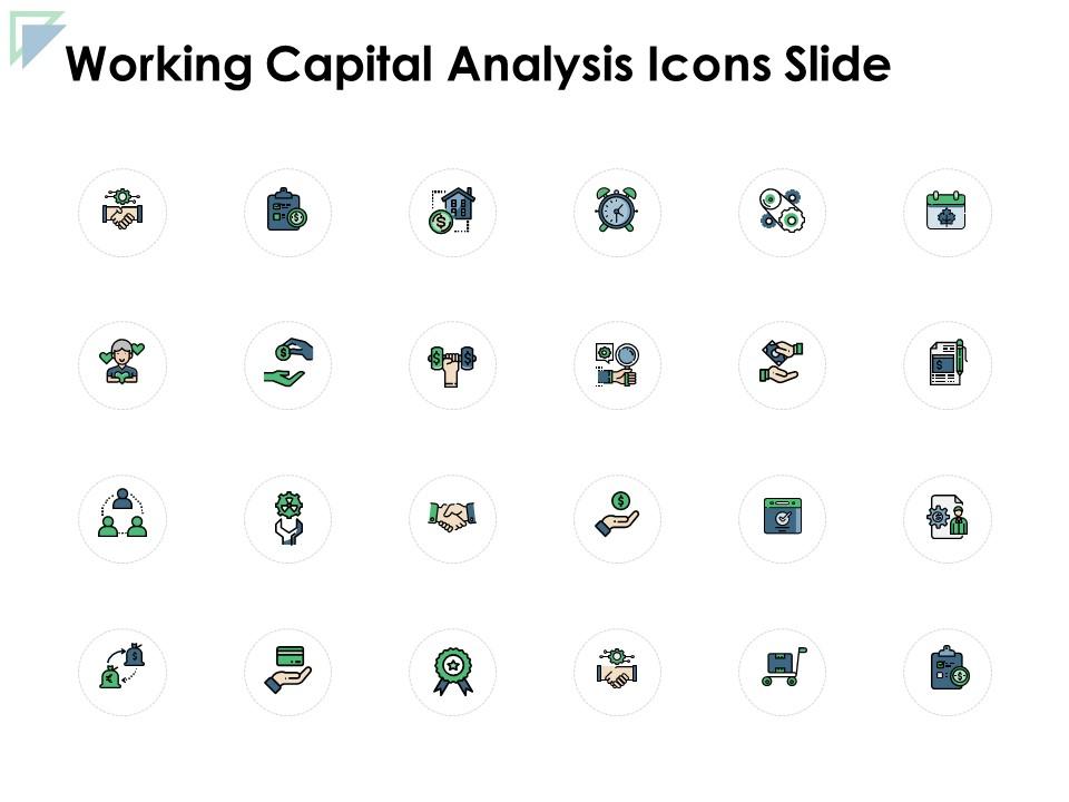 Working capital analysis icons slide financials c228 ppt powerpoint presentation gallery structure Slide01