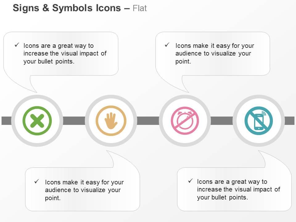 Wrong stop no alarm no wifi connection ppt icons graphics Slide01