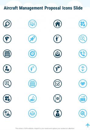 Aircraft Management Proposal Icons Slide One Pager Sample Example Document