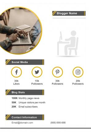 Bi fold micro influencers and blogger template document report pdf ppt one pager