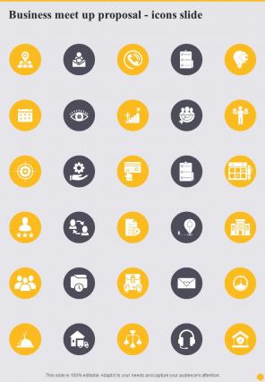 Business Meet Up Proposal Icons Slide One Pager Sample Example Document